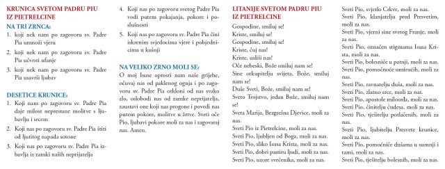 Molitvena kartica - Krunica svetom Padru Piju